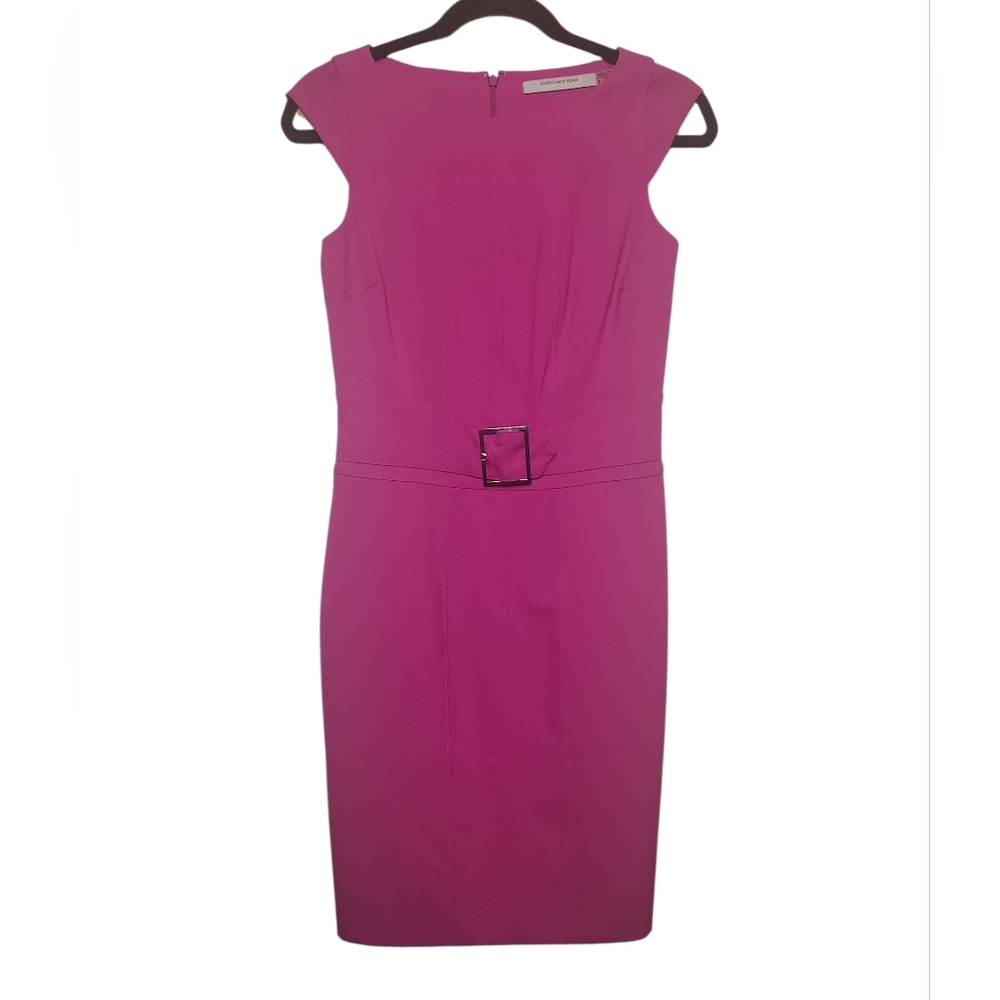 Marc New York Women's Pink Fuchsia Belted Sheath Dress Size 2 - Picture 1 of 14